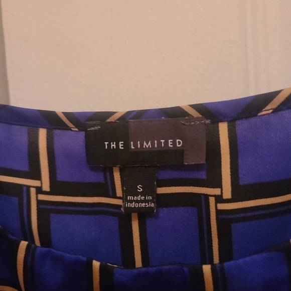 The Limited Satin Square Print Pattern Blue Tank Top Womens Size Small - Picture 4 of 5